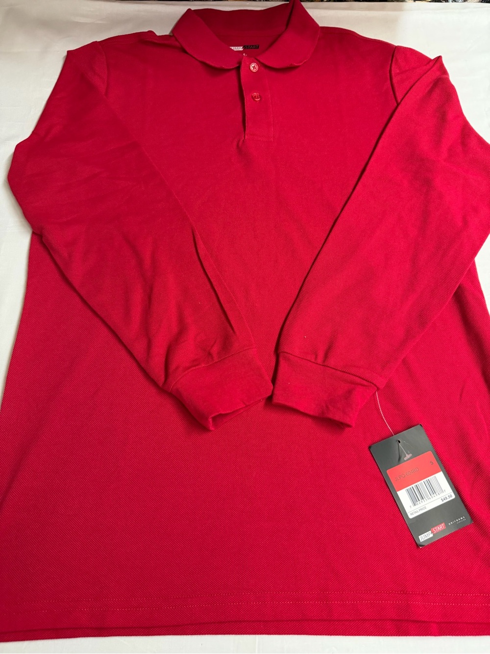 Men's Long-Sleeve Red Polo Shirt